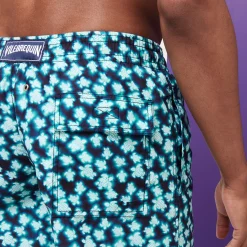 Best Sale Vilebrequin Men Long Swim Trunks Blurred Turtles Navy/Blue