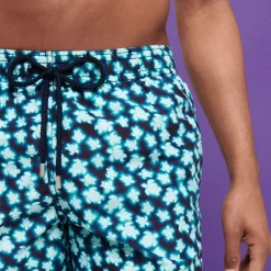 Best Sale Vilebrequin Men Long Swim Trunks Blurred Turtles Navy/Blue