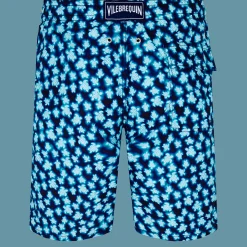 Best Sale Vilebrequin Men Long Swim Trunks Blurred Turtles Navy/Blue