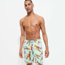 Cheap Vilebrequin Men Long Swim Trunks Lobster Lagoon/Blue
