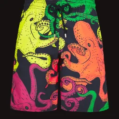 Fashion Vilebrequin Men Long Swim Trunks Macro Octopussy Navy/Blue