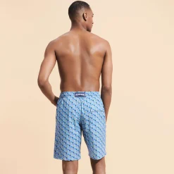 Cheap Vilebrequin Men Long Swim Trunks Micro Ronde Des Tortues Rainbow Divine/Blue