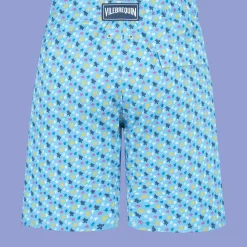 Cheap Vilebrequin Men Long Swim Trunks Micro Ronde Des Tortues Rainbow Divine/Blue