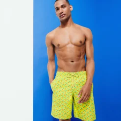 Store Vilebrequin Men Long Swim Trunks Micro Tortues Rainbow Ginger/Green