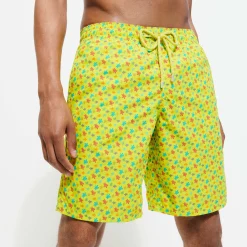 Store Vilebrequin Men Long Swim Trunks Micro Tortues Rainbow Ginger/Green