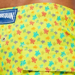 Store Vilebrequin Men Long Swim Trunks Micro Tortues Rainbow Ginger/Green
