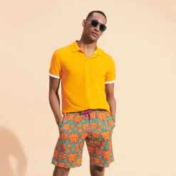 Clearance Vilebrequin Men Long Swim Trunks Poulpes Neon Tropezian Green/Green