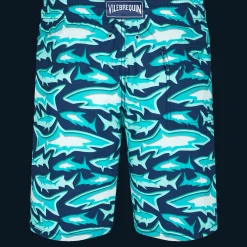Flash Sale Vilebrequin Men Long Swim Trunks Requins 3D Navy/Blue