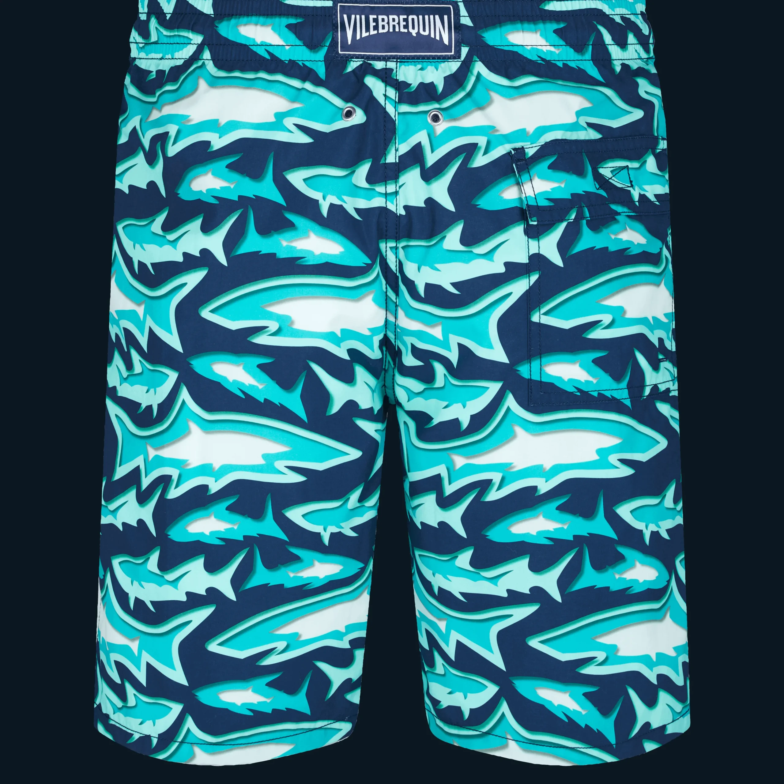 Flash Sale Vilebrequin Men Long Swim Trunks Requins 3D Navy/Blue