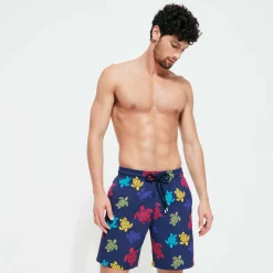 Store Vilebrequin Men Long Swim Trunks Ronde Des Tortues Navy/Blue