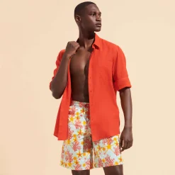 Online Vilebrequin Men Long Swim Trunks Starlettes & Coraux Thalassa/Blue