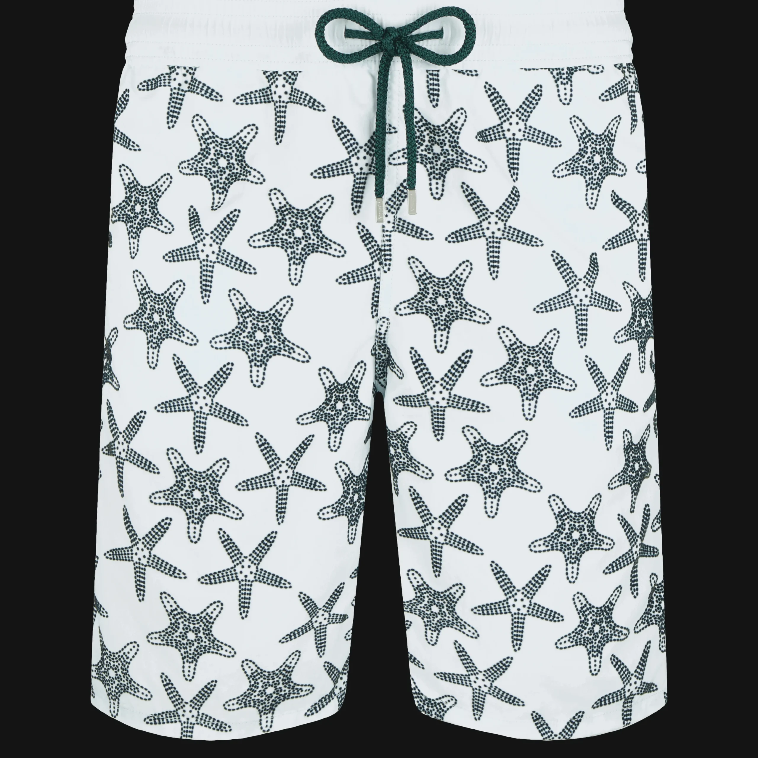 Discount Vilebrequin Men Long Swim Trunks Starfish Dance Flocked Glacier/Blue