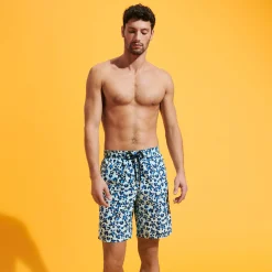 New Vilebrequin Men Long Swim Trunks Turtles Leopard Thalassa/Blue