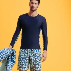 New Vilebrequin Men Long Swim Trunks Turtles Leopard Thalassa/Blue