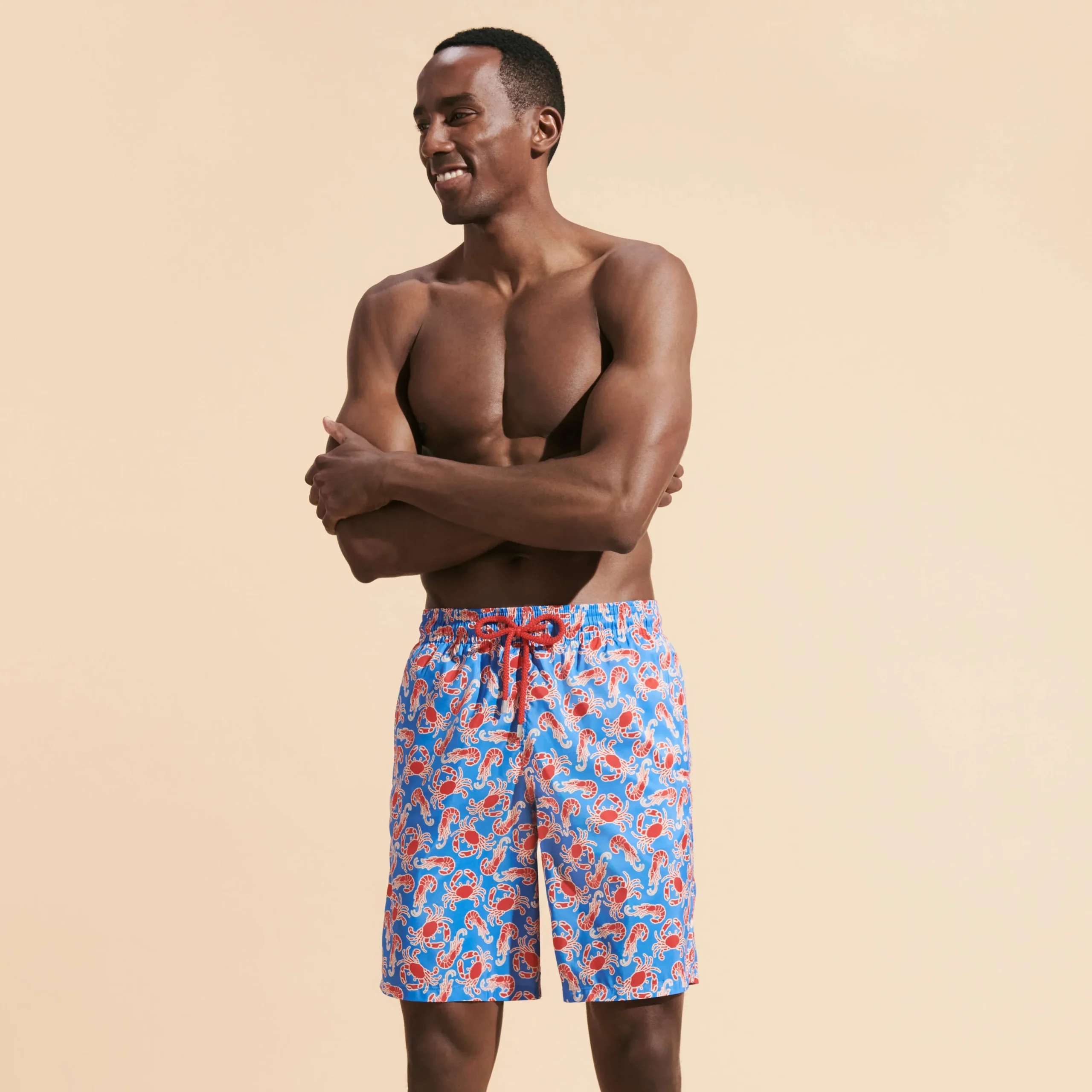 Discount Vilebrequin Men Long Swimwear Ultra-Light And Packable Crabs & Shrimps Earthenware/Blue