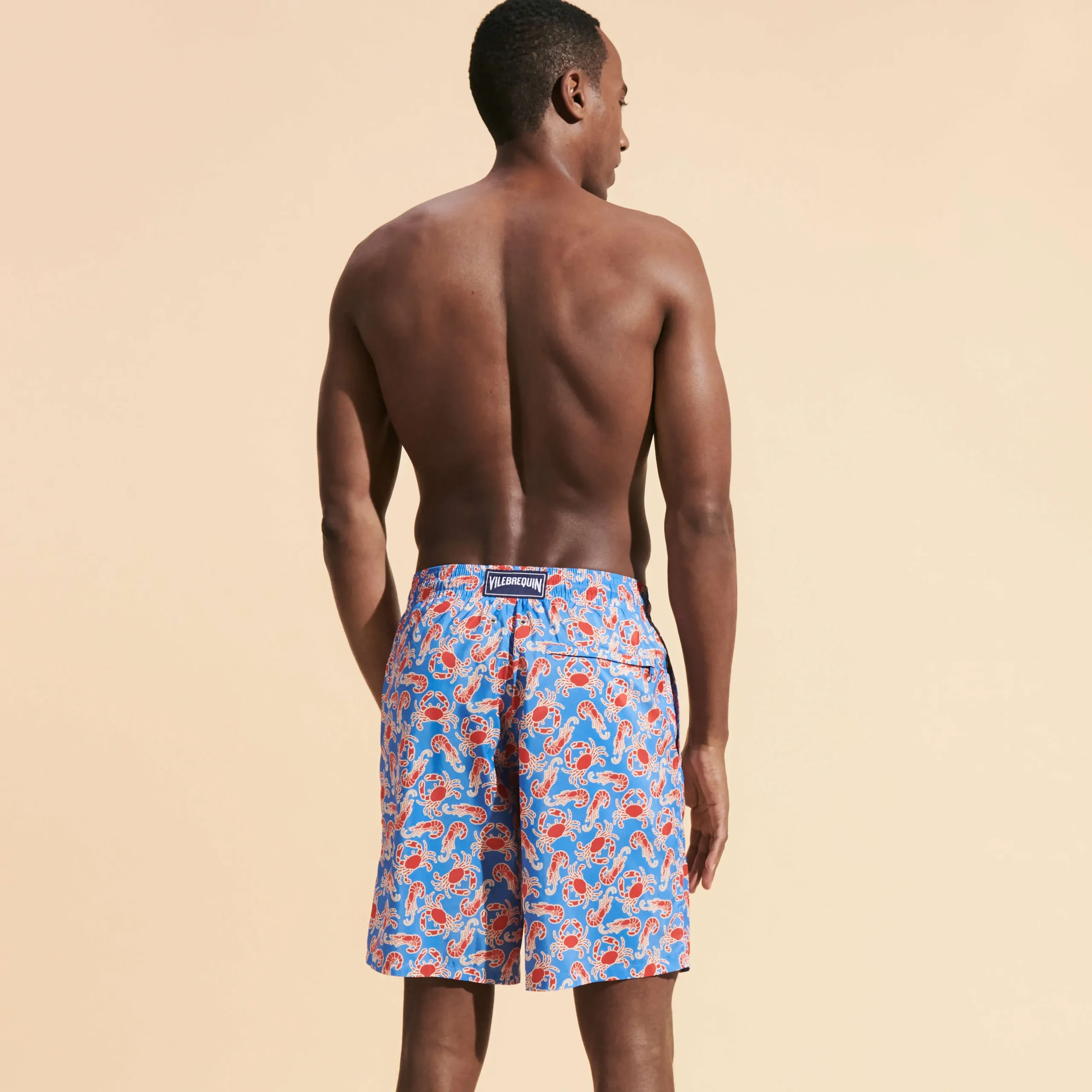 Discount Vilebrequin Men Long Swimwear Ultra-Light And Packable Crabs & Shrimps Earthenware/Blue