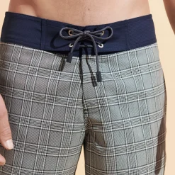 Online Vilebrequin Men Merinos Wool Long Swim Trunks Prince De Galles Navy/Blue