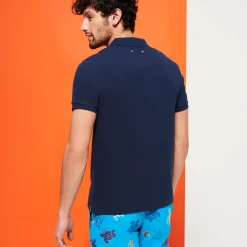 Hot Vilebrequin Men Organic Cotton Pique Polo Shirt Solid Navy/Blue