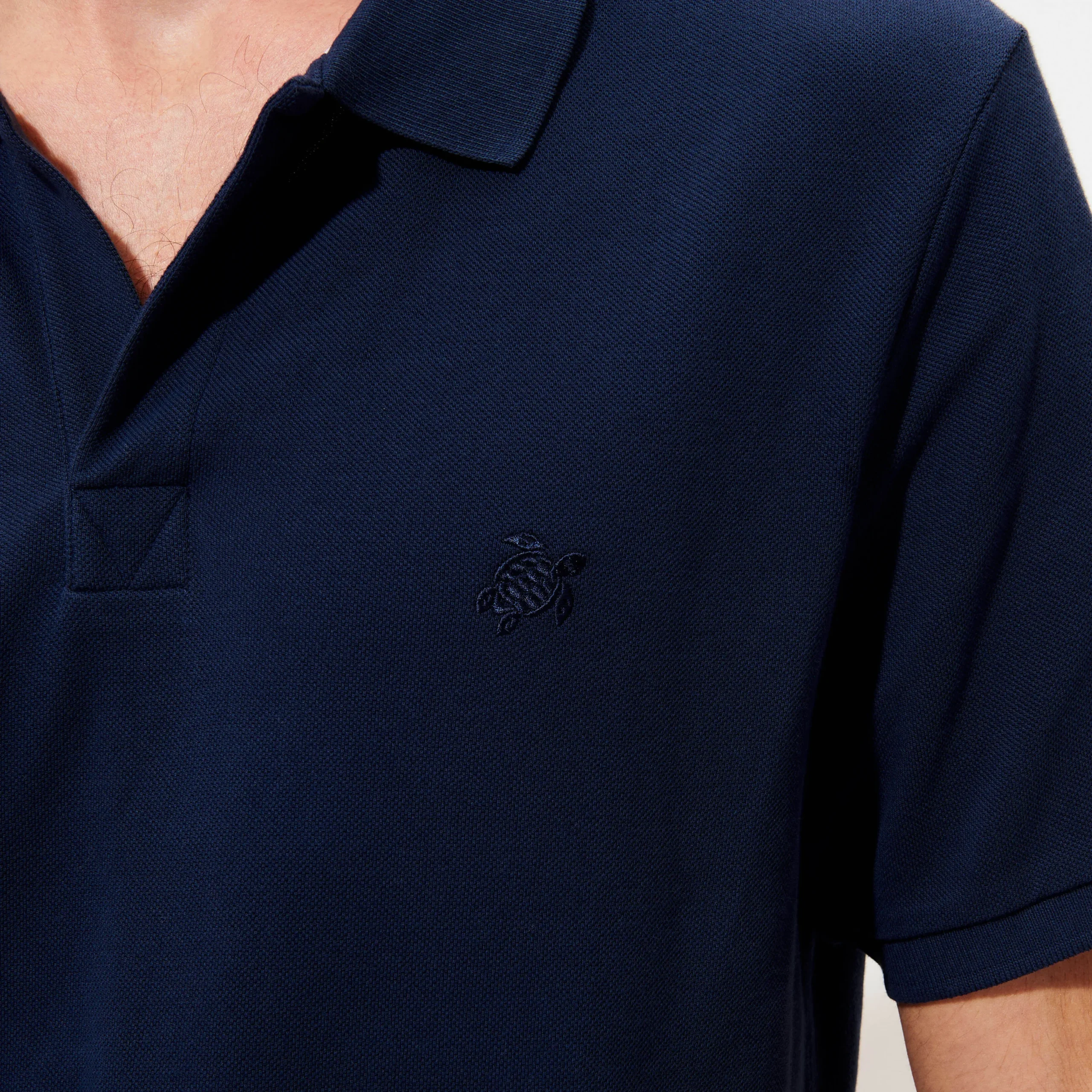 Hot Vilebrequin Men Organic Cotton Pique Polo Shirt Solid Navy/Blue