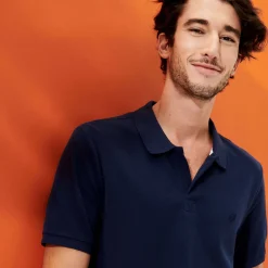 Hot Vilebrequin Men Organic Cotton Pique Polo Shirt Solid Navy/Blue