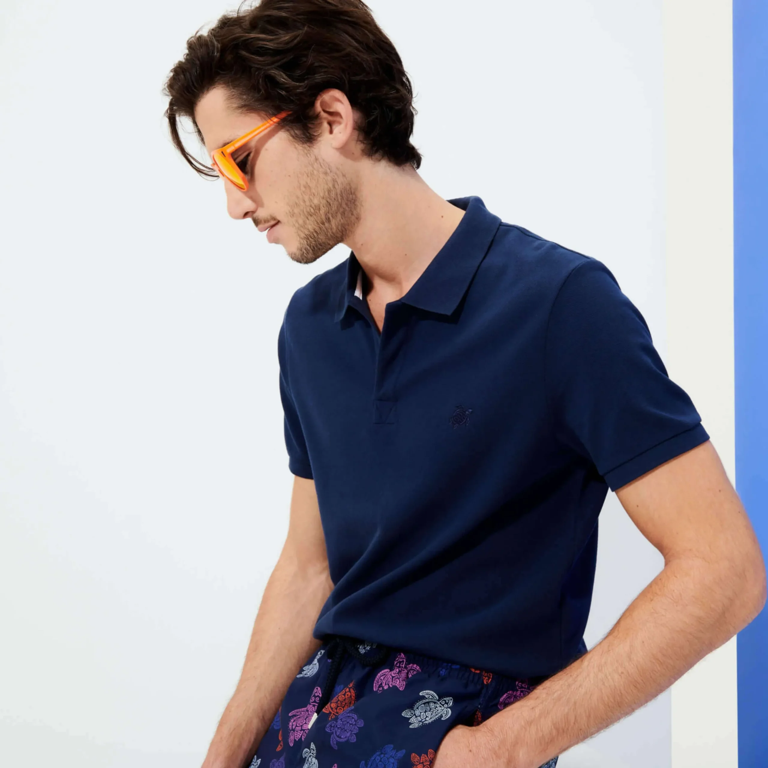 Hot Vilebrequin Men Organic Cotton Pique Polo Shirt Solid Navy/Blue