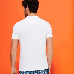 Clearance Vilebrequin Men Organic Cotton Pique Polo Shirt Solid White/White