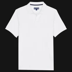 Clearance Vilebrequin Men Organic Cotton Pique Polo Shirt Solid White/White