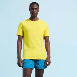 Best Vilebrequin Men Organic Cotton T-Shirt Solid Sun/Yellow