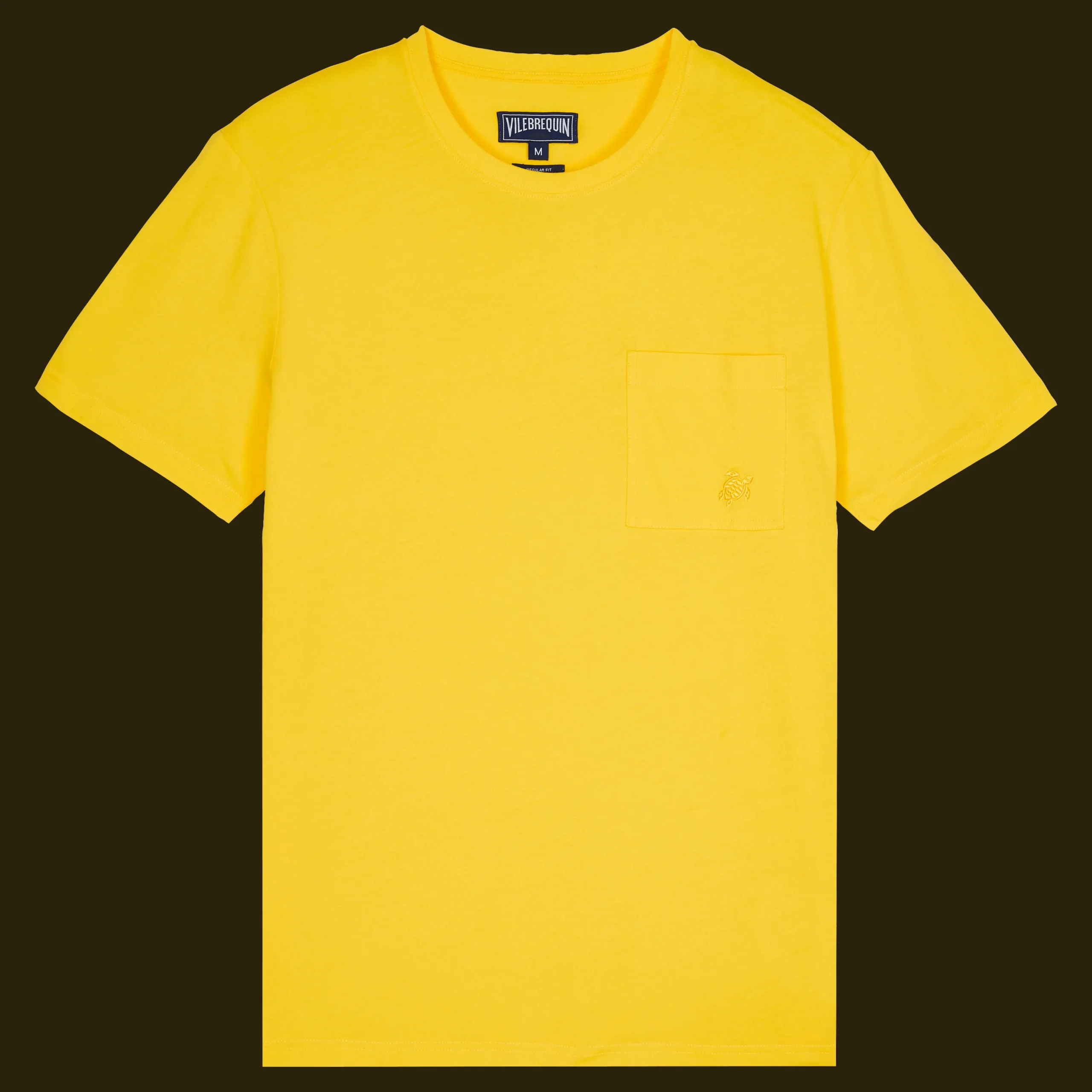 Best Vilebrequin Men Organic Cotton T-Shirt Solid Sun/Yellow