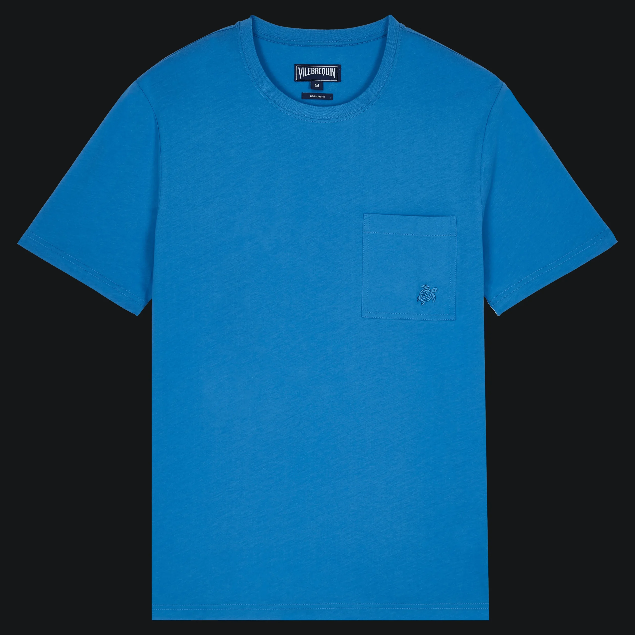 Sale Vilebrequin Men Organic Cotton T-Shirt Solid Earthenware/Blue