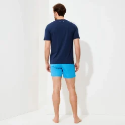 Clearance Vilebrequin Men Organic Cotton T-Shirt Solid Navy/Blue
