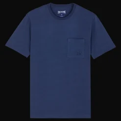 Clearance Vilebrequin Men Organic Cotton T-Shirt Solid Navy/Blue