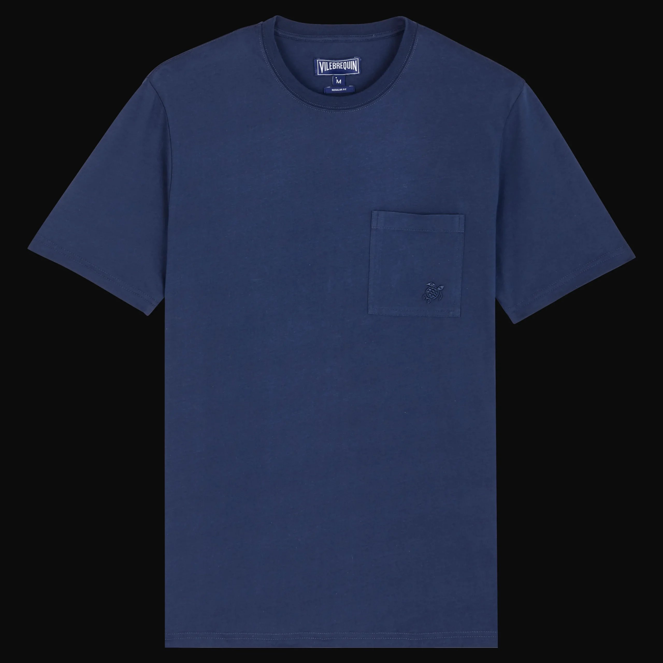 Clearance Vilebrequin Men Organic Cotton T-Shirt Solid Navy/Blue