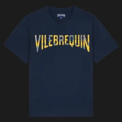 Cheap Vilebrequin Men Organic Cotton T-Shirt Sud Navy/Blue