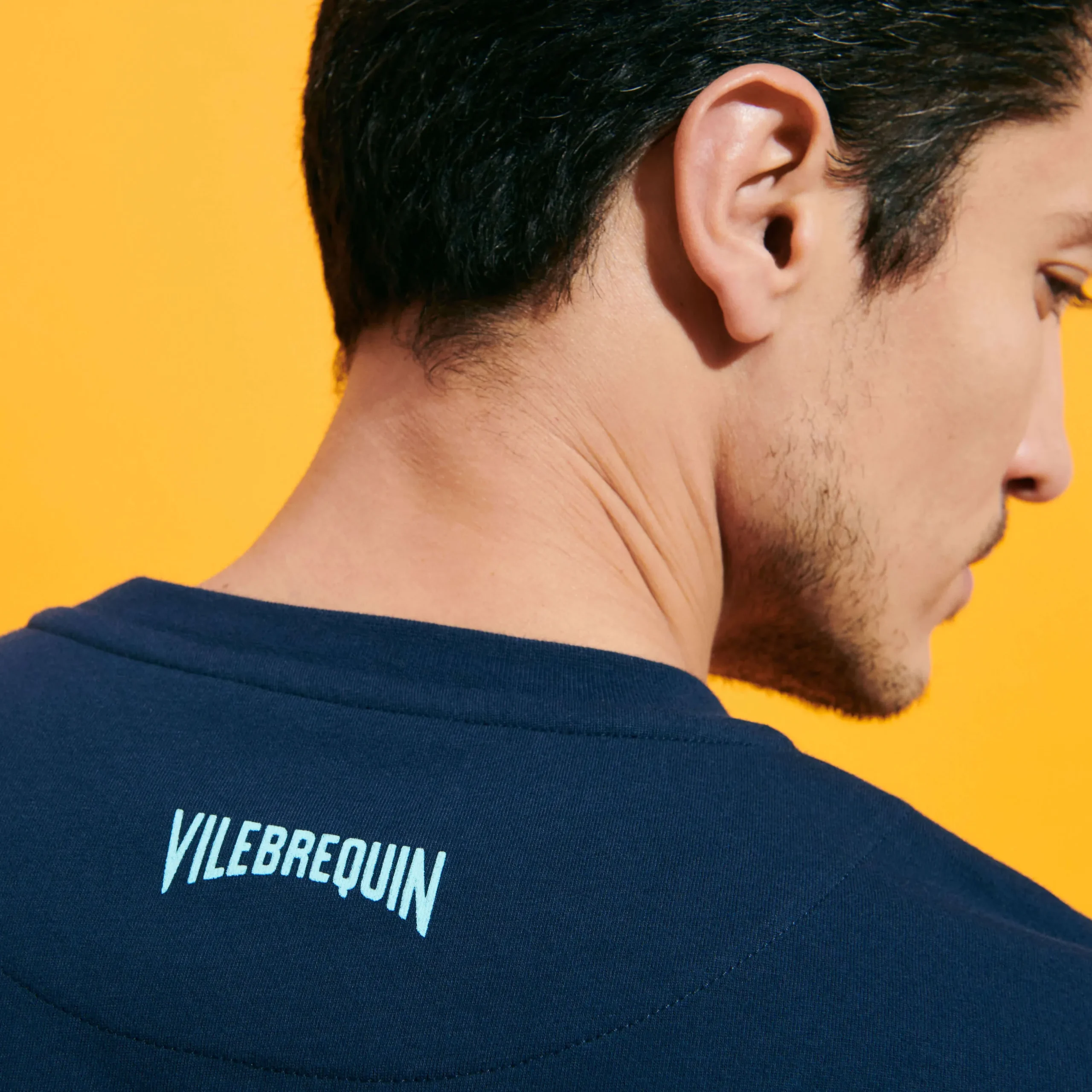Shop Vilebrequin Men Organic Cotton T-Shirt Piranhas Navy/Blue