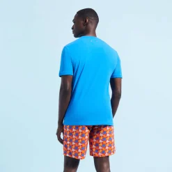 Best Vilebrequin Men Organic Cotton T-Shirt Solid Earthenware/Blue