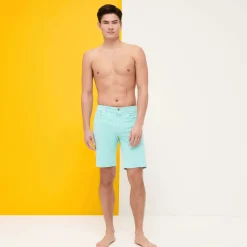 Sale Vilebrequin Men 5-Pocket Corduroy 2000 Lines Bermuda Shorts Lagoon/Blue