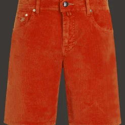 Fashion Vilebrequin Men 5-Pocket Corduroy 2000 Lines Bermuda Shorts Tomato/Red
