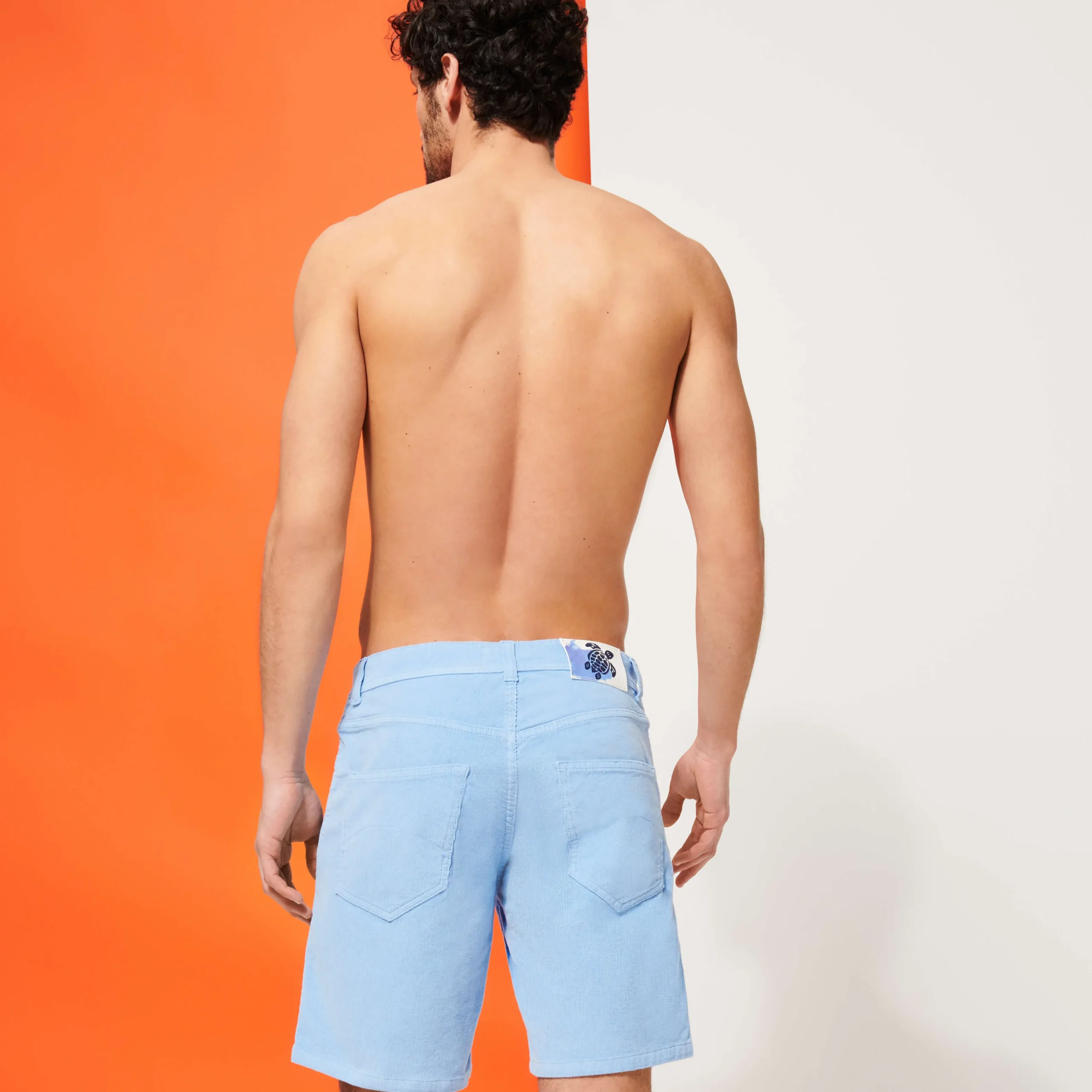 Store Vilebrequin Men 5-Pocket Corduroy 2000 Lines Bermuda Shorts Pastel/Blue
