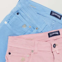 Cheap Vilebrequin Men 5-Pocket Corduroy 2000 Lines Bermuda Shorts Pastel Pink/Pink