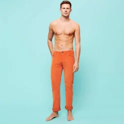 Best Vilebrequin Men 5-Pocket Velvet Pants Regular Fit Rust/Orange