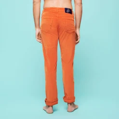 Best Vilebrequin Men 5-Pocket Velvet Pants Regular Fit Rust/Orange