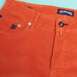 Best Vilebrequin Men 5-Pocket Velvet Pants Regular Fit Rust/Orange