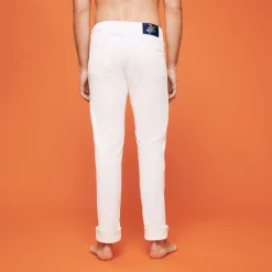 Online Vilebrequin Men 5-Pocket Velvet Pants Regular Fit Off White/White
