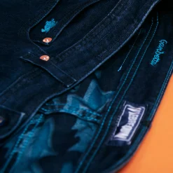 Store Vilebrequin Men 5-Pockets Jeans Requins 3D Dark Denim W1/Blue