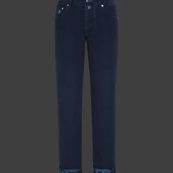 Store Vilebrequin Men 5-Pockets Jeans Requins 3D Dark Denim W1/Blue