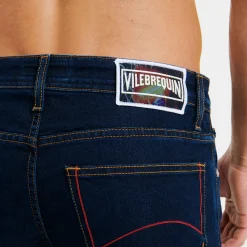 Flash Sale Vilebrequin Men 5-Pockets Printed Denim Pants Neo Medusa Dark Denim W1/Blue