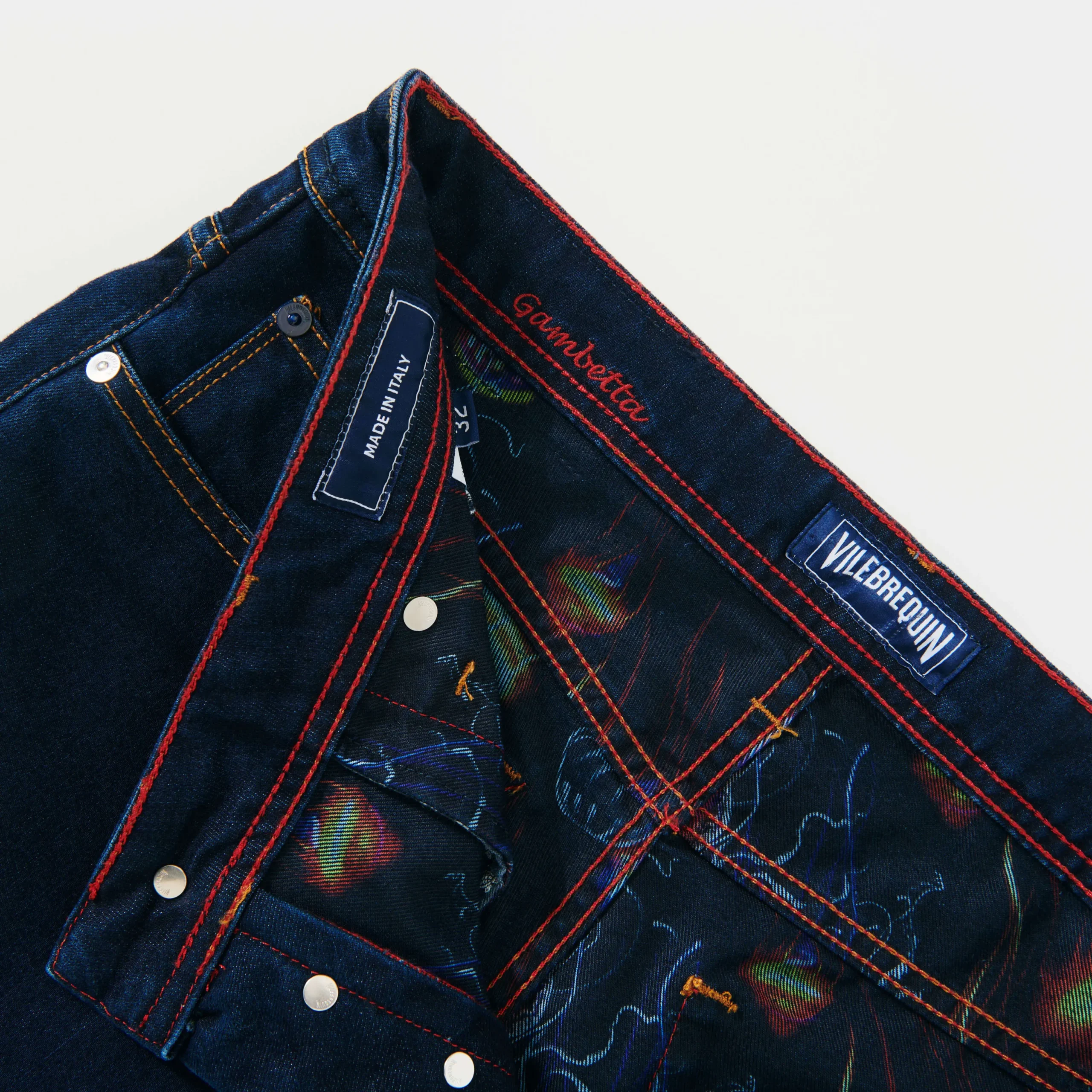 Flash Sale Vilebrequin Men 5-Pockets Printed Denim Pants Neo Medusa Dark Denim W1/Blue