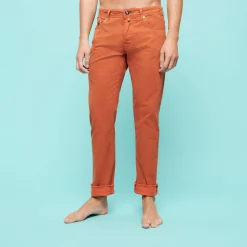 Clearance Vilebrequin Men 5-Pockets Printed Pants Micro Dot Rust/Orange