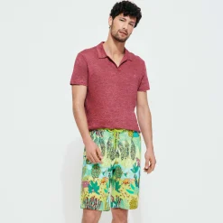 Flash Sale Vilebrequin Men Printed Linen Bermuda Jungle Rousseau Ginger/Green